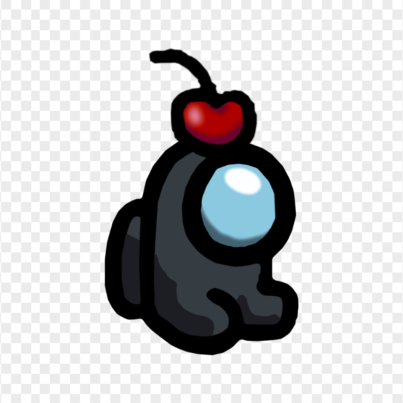 HD Black Among Us Mini Crewmate Baby With Cherry Hat PNG