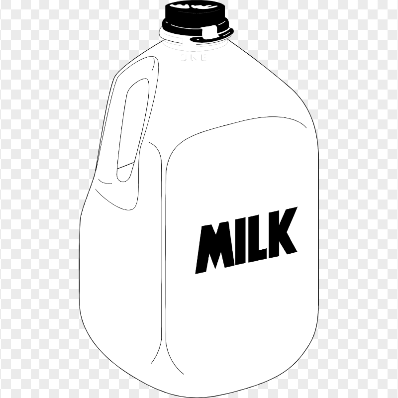 HD Black And White Clipart Gallon Of Milk PNG