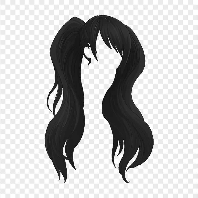 HD Black Anime Girl Hair PNG