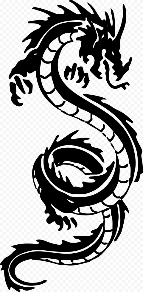 HD Black Chinese Dragon Tattoo PNG