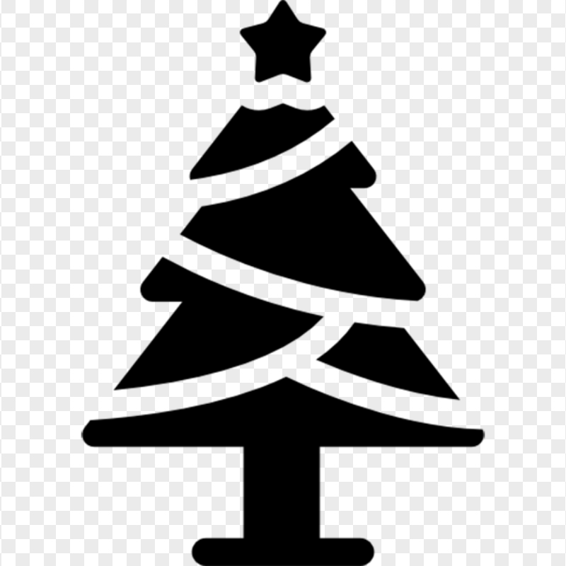 HD Black Christmas Tree Silhouette Icon PNG