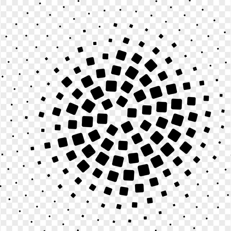 HD Black Circular Halftone Square Pattern PNG