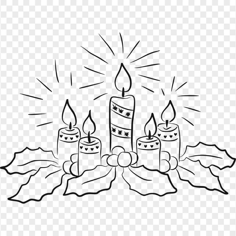 HD Black Drawing Christmas Candles Transparent PNG