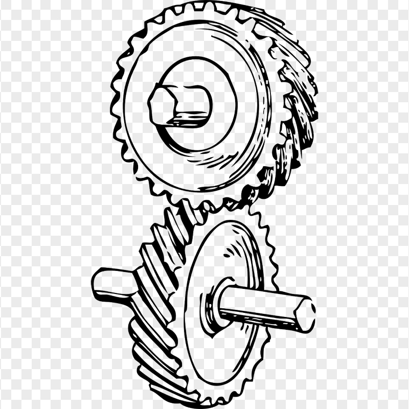 HD Black Drawing  Sketch Mechanical Gears PNG
