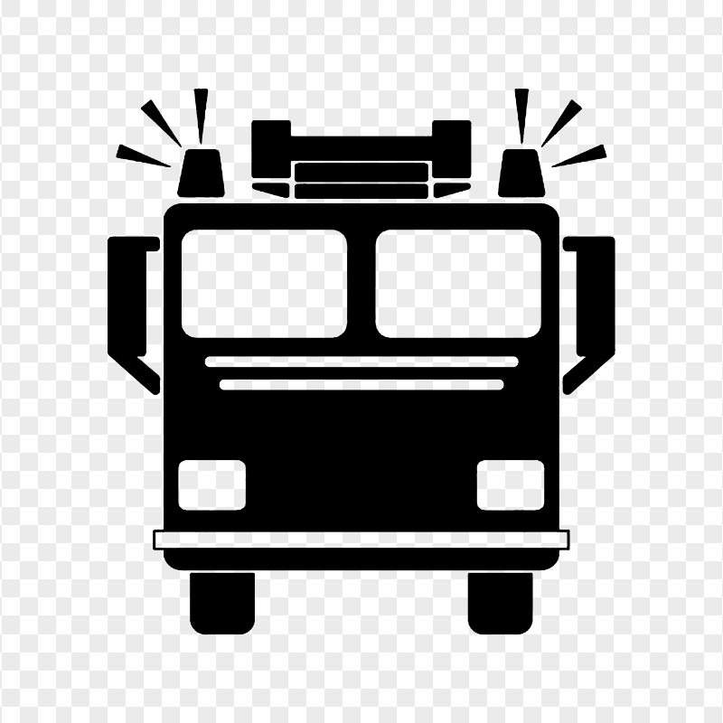 HD Black Fire Truck Front View Icon PNG