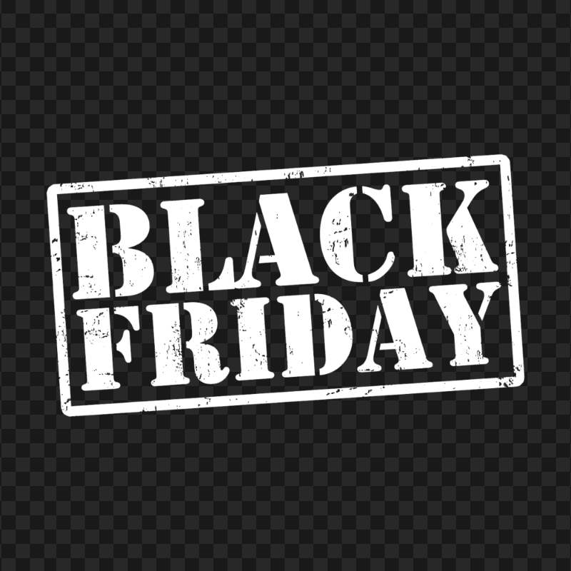 HD Black Friday Logo White Stamp Style PNG