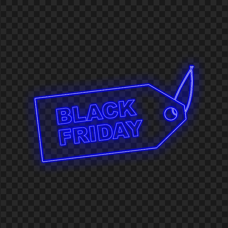 HD Black Friday Tag Blue Neon Sign PNG