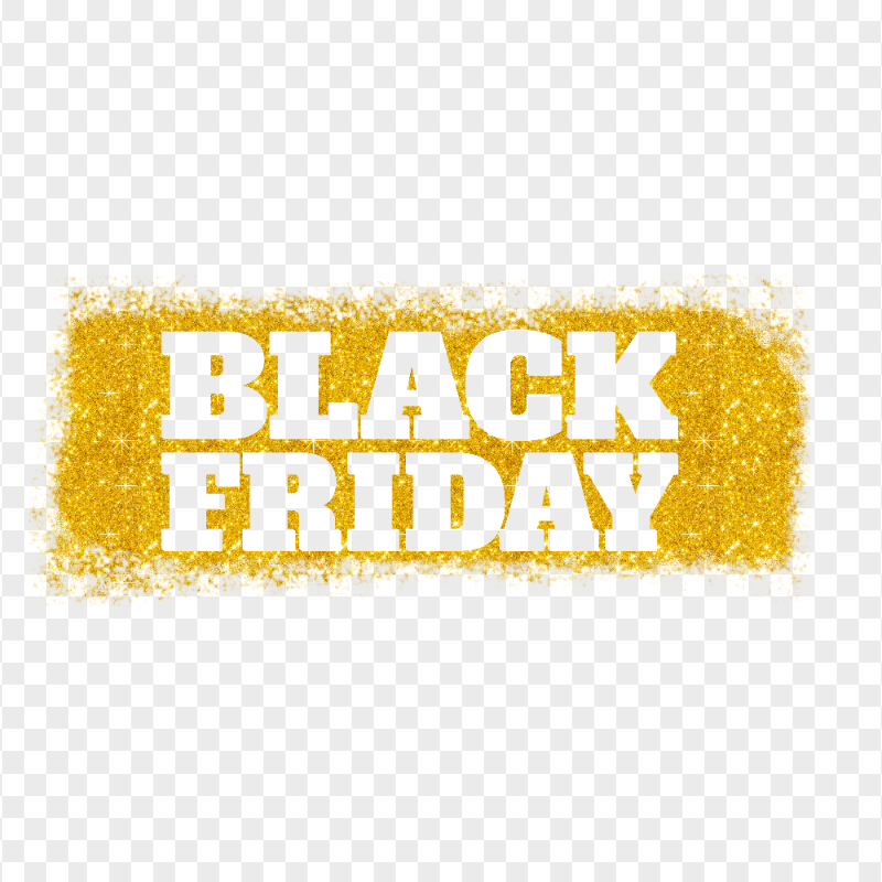 HD Black Friday Text Logo Outline In Yellow Gold Glitter PNG