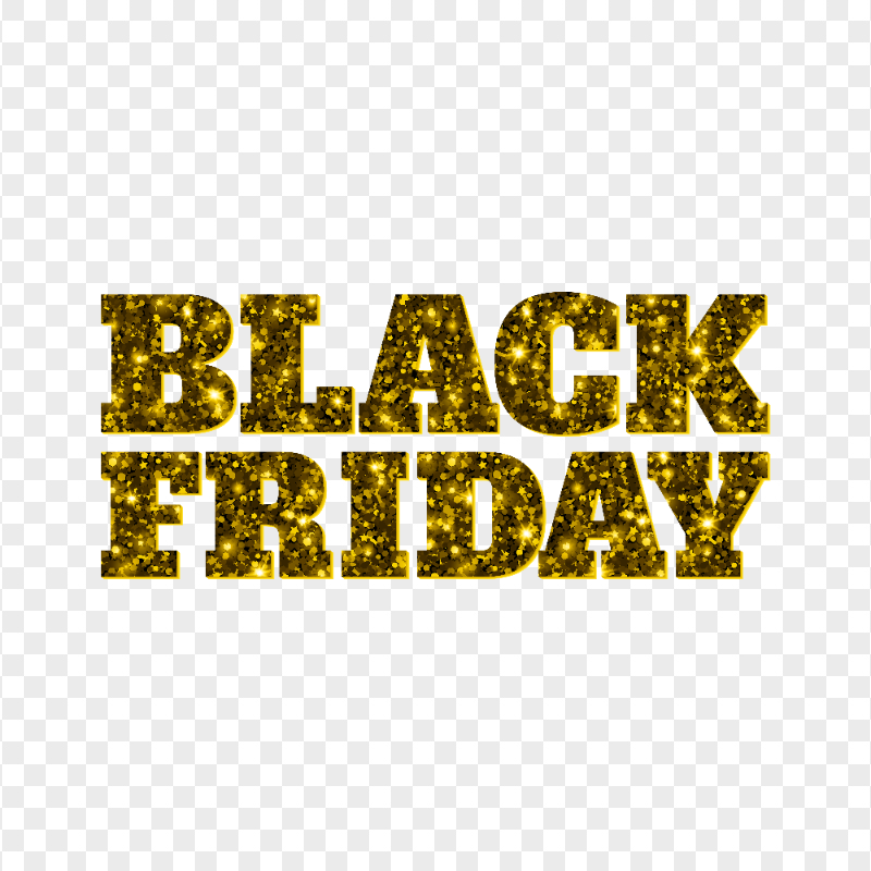 HD Black Friday Text Logo Yellow Golden Glitter PNG
