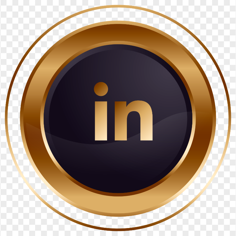HD Black & Gold Luxury Linkedin IN Round Icon PNG