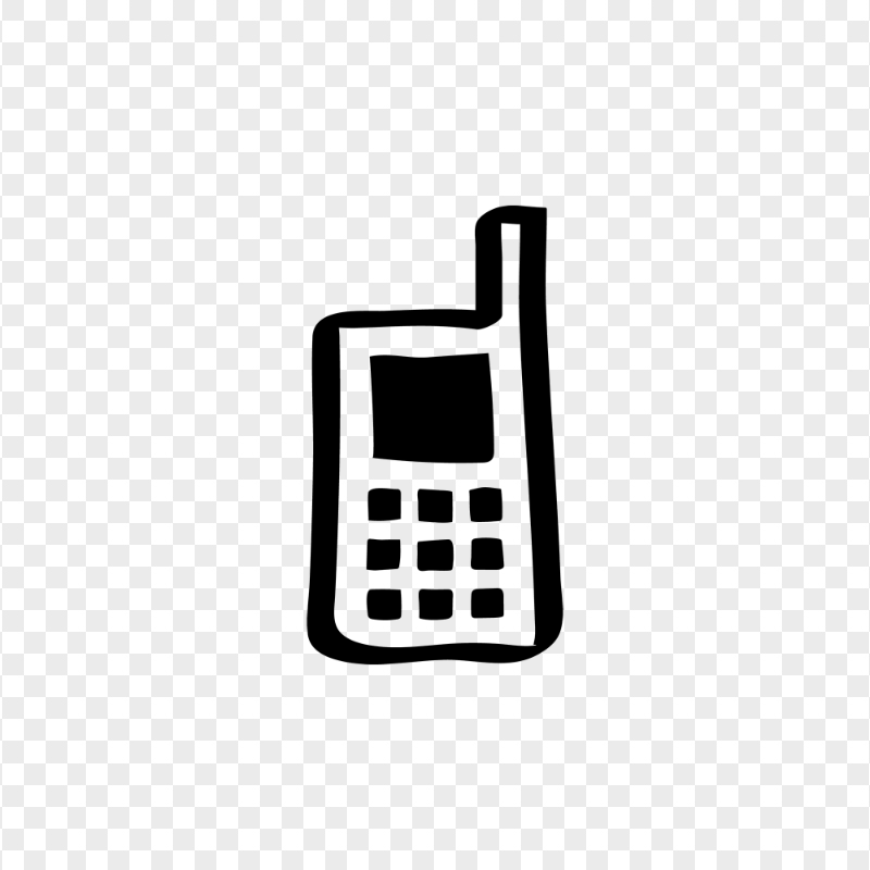 HD Black Hand Draw Old Cell Phone Icon PNG