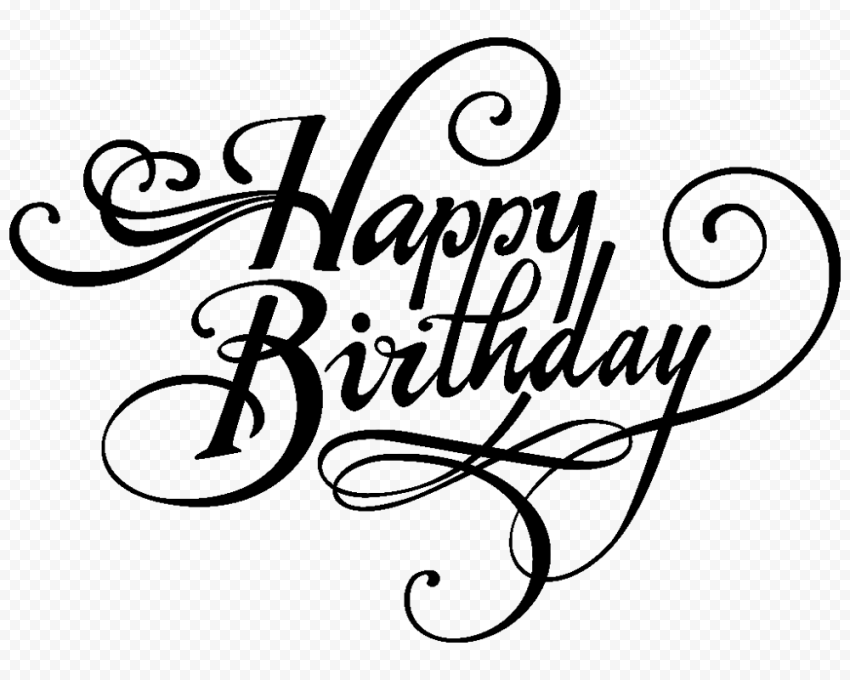 HD Black Happy Birthday Text Words PNG | Citypng