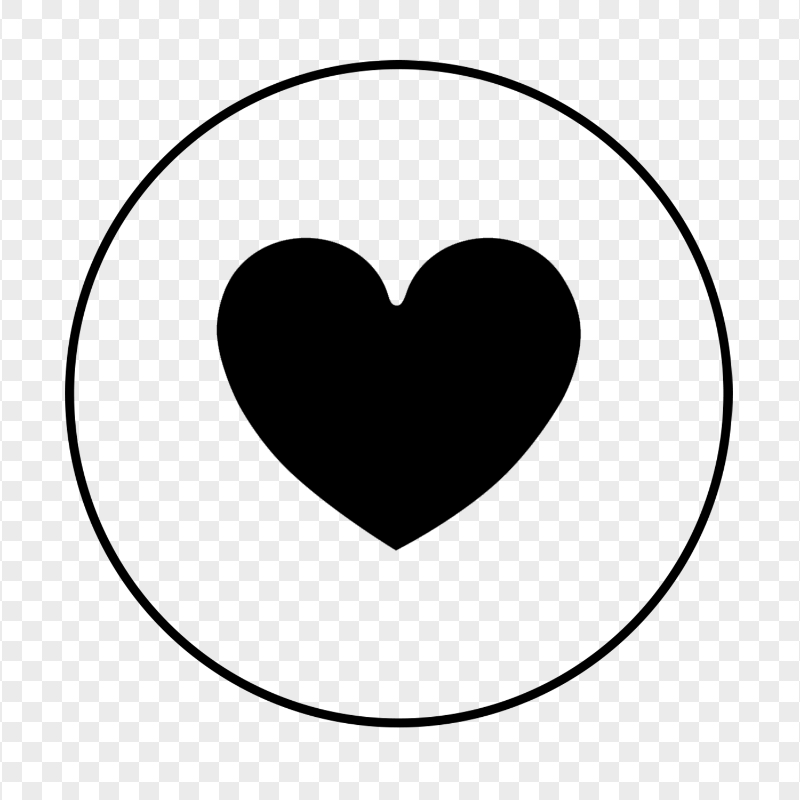 HD Black Heart Icon Inside Black Round Circle Line PNG