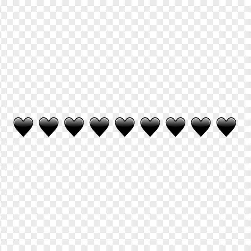 HD Black Hearts Emoji Horizontal Border PNG