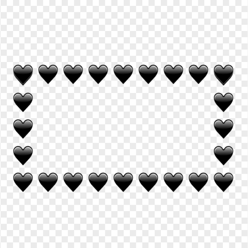 HD Black Hearts Emoji Horizontal Frame PNG