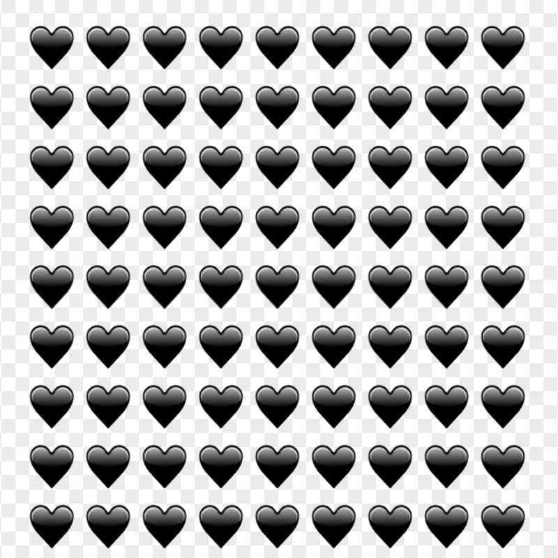 HD Black Hearts Emoji Pattern Background PNG