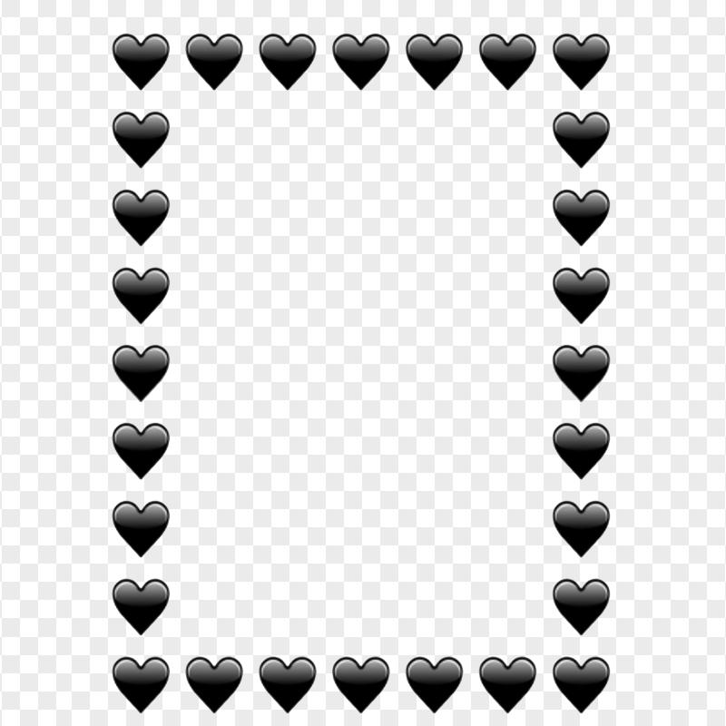 HD Black Hearts Emoji Vertical Frame PNG