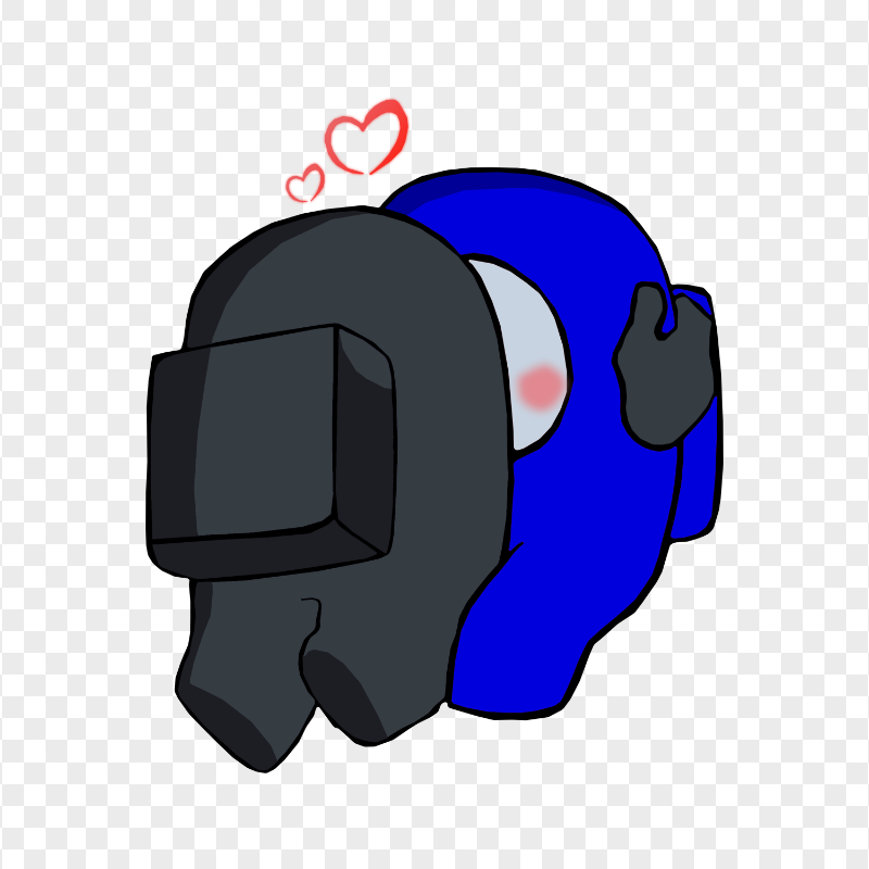 HD Black Kiss Blue Among Us Characters In Love PNG