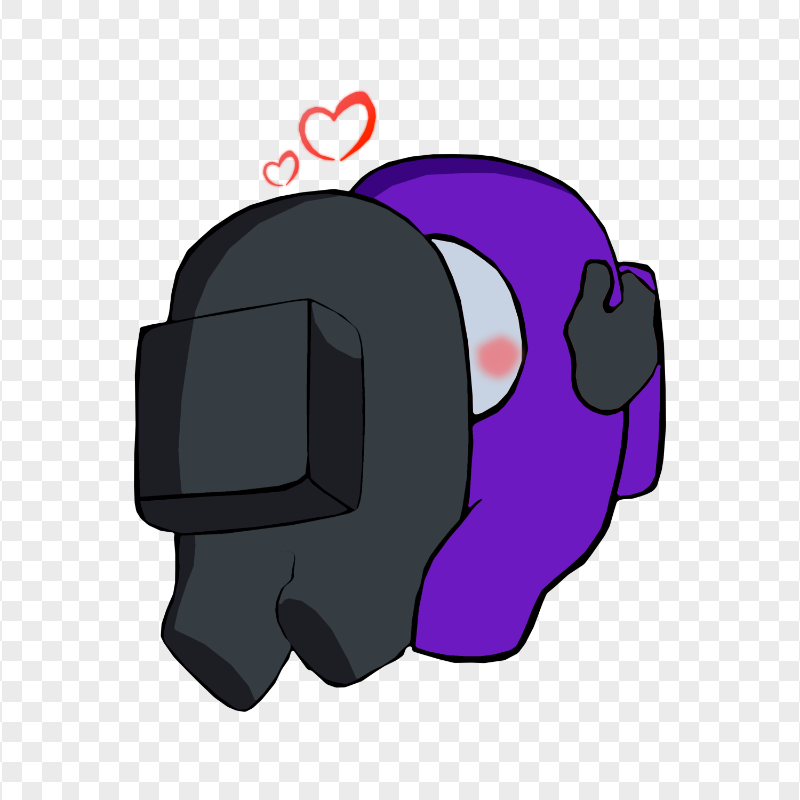 HD Black Kiss Purple Among Us Characters In Love PNG