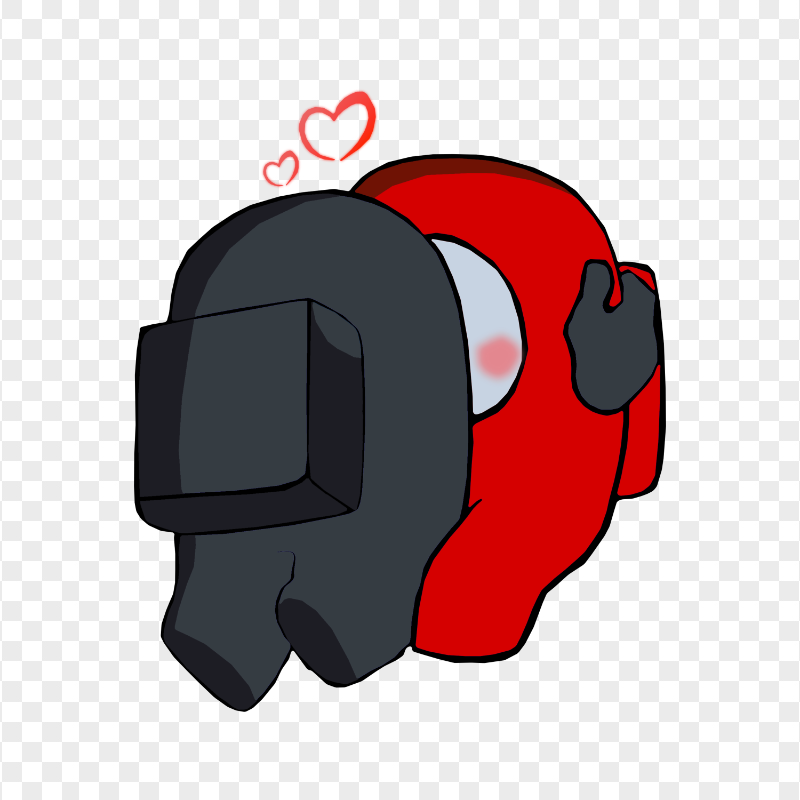 HD Black Kiss Red Among Us Characters In Love PNG