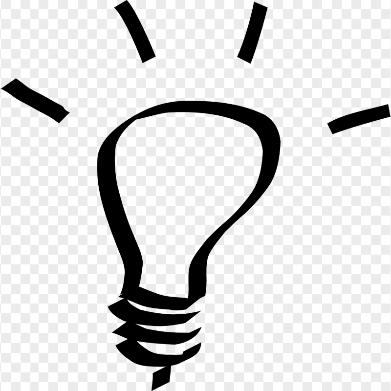 HD Black Light Bulb Idea Outline Clipart Icon PNG