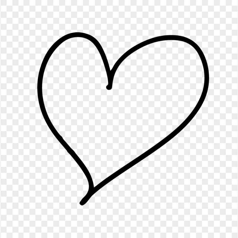 HD Black Line Heart Hand Drawn PNG