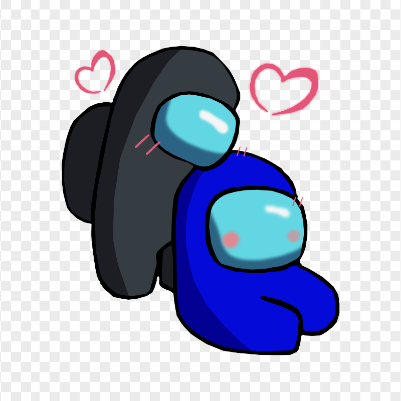 HD Black Love Blue Among Us Characters Valentines Romance PNG