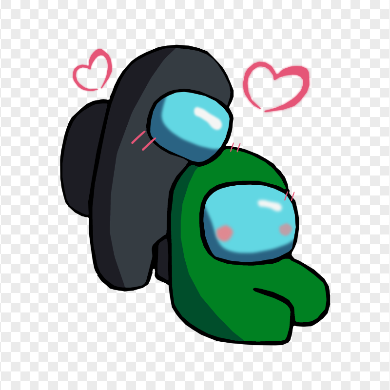 HD Black Love Green Among Us Characters Valentines Romance PNG