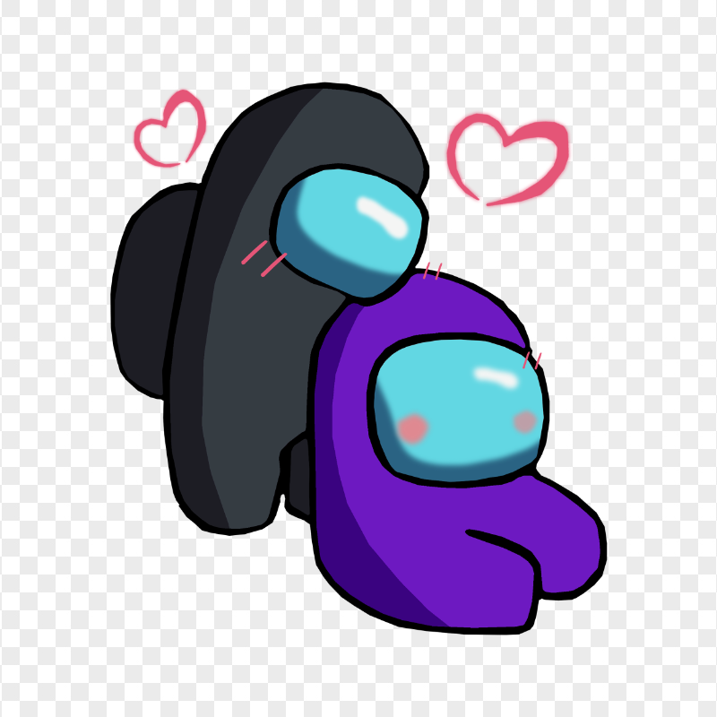 HD Black Love Purple Among Us Characters Valentines Romance PNG