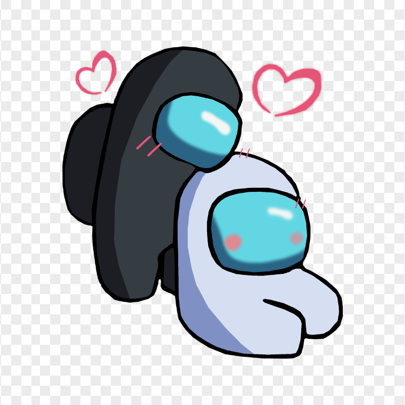 HD Black Love White Among Us Characters Valentines Romance PNG