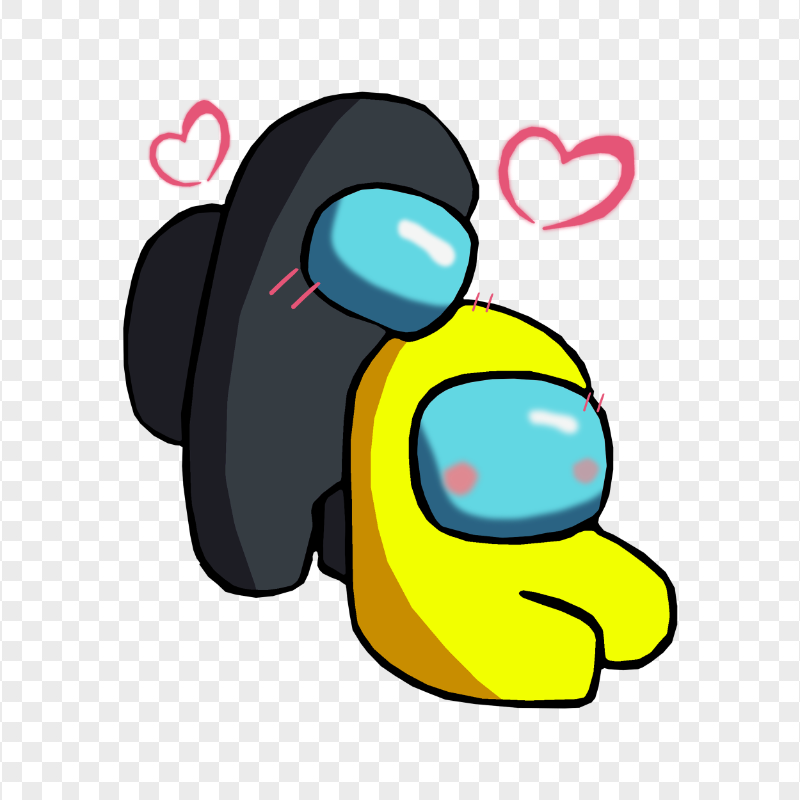 HD Black Love Yellow Among Us Characters Valentines Romance PNG