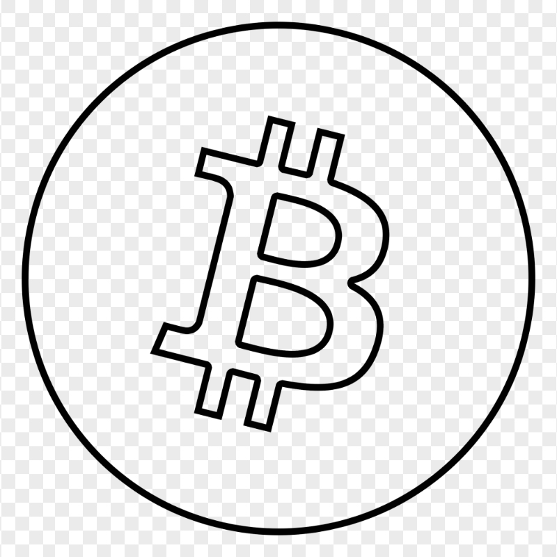 HD Black Outline Btc Logo Icon PNG