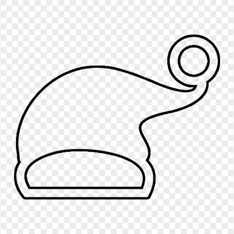HD Black Outline Christmas Santa Claus Hat PNG