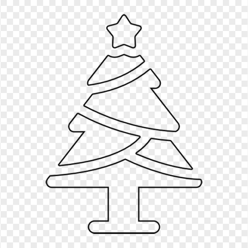 HD Black Outline Christmas Tree Icon PNG