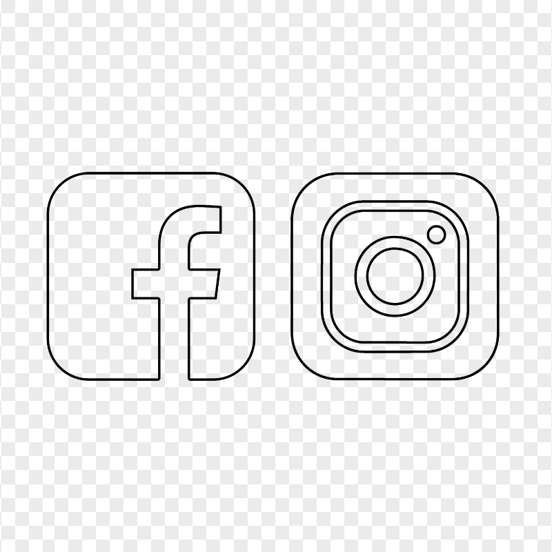 HD Black Outline Facebook Instagram Icons PNG