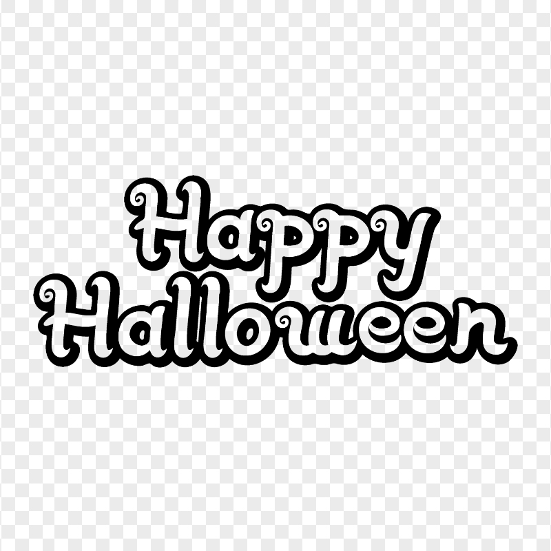 HD Black Outline Happy Halloween Text Logo Transparent PNG