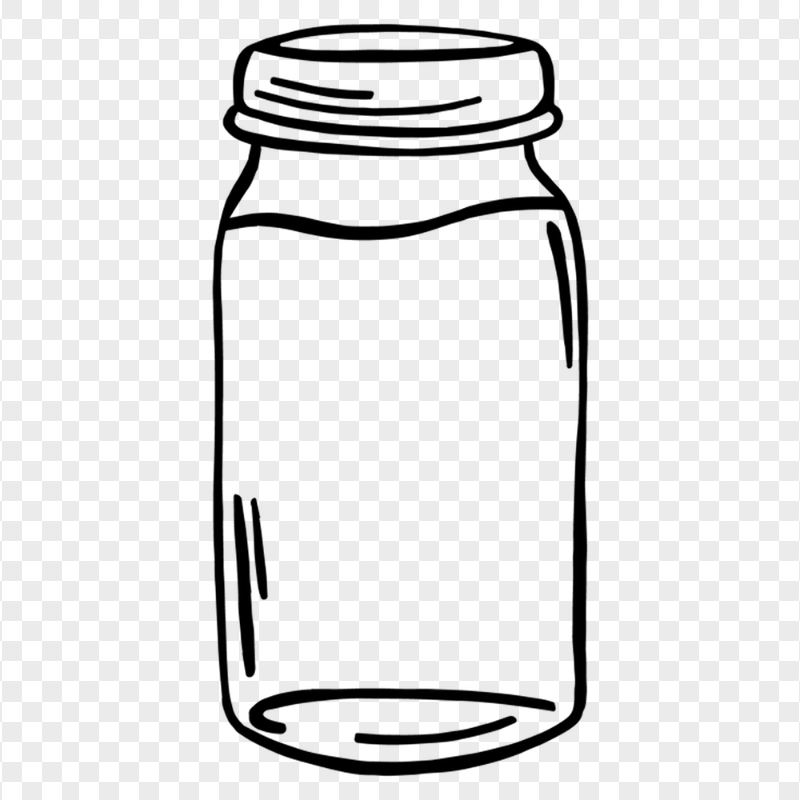 HD Black Outline Jar Glass Icon PNG