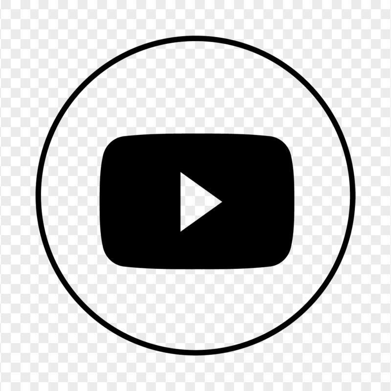 HD Black Outline Round Youtube YT Logo Icon PNG