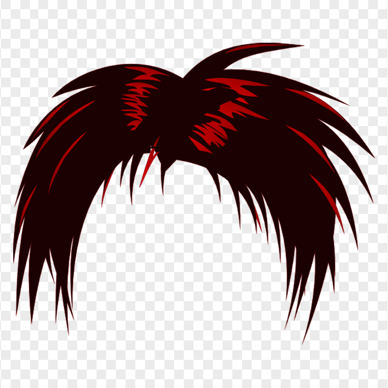 HD Black & Red Anime Hair PNG