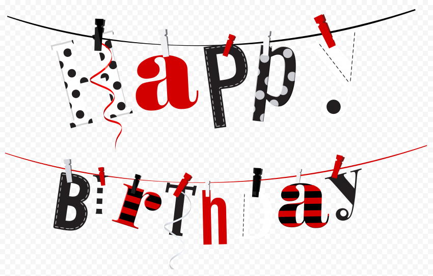 HD Black & Red Happy Birthday Lettering Transparent PNG Citypng