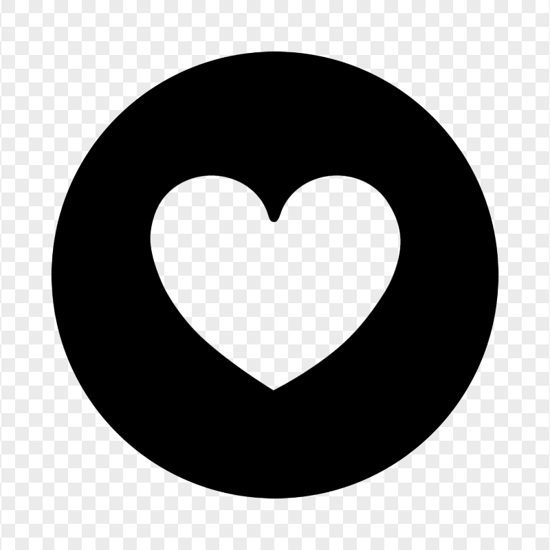 HD Black Round Circle Outline Heart Icon PNG