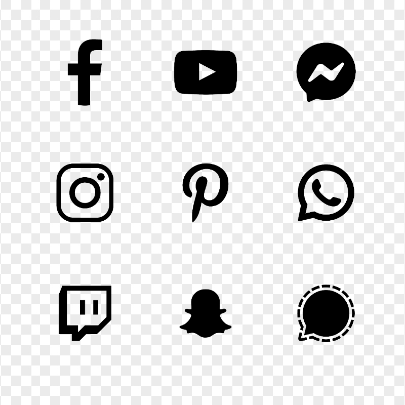 HD Black Social Media Logos Icons PNG