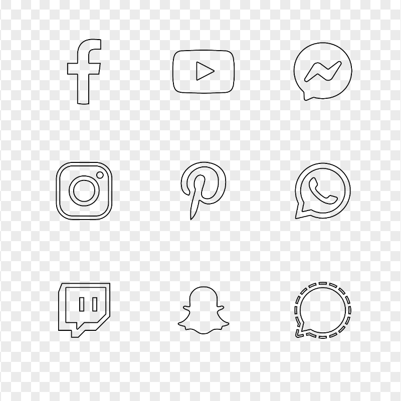 HD Black Social Media Outline Logos Icons PNG