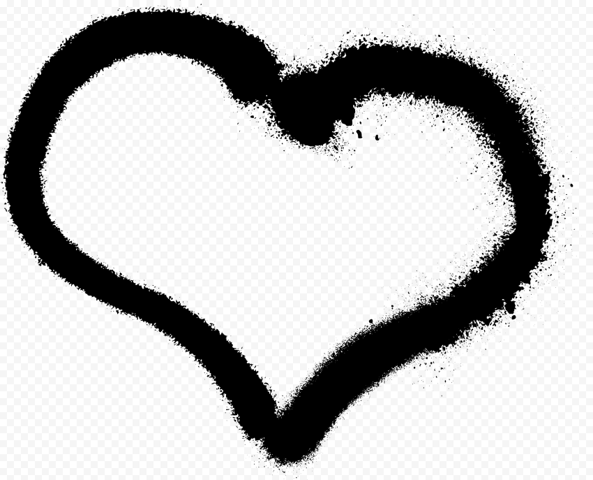 HD Black Spray Paint Grunge Outline Heart PNG Citypng