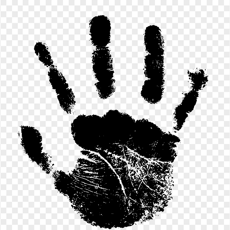 HD Black Stop Handprint Sign PNG
