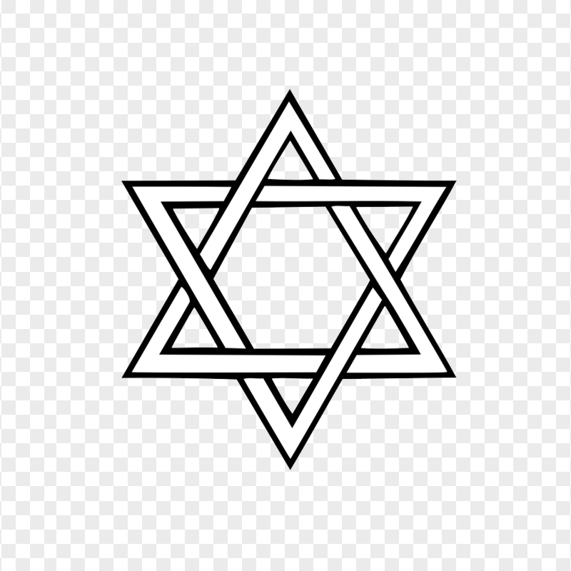 HD Black & White 6 Side Star of David PNG