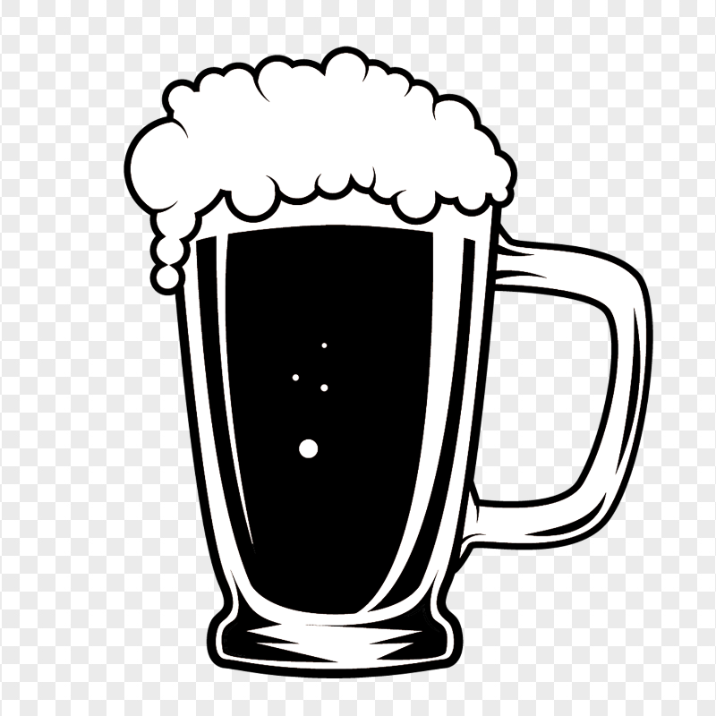 HD Black & White Glass Of Beer Icon Illustration PNG