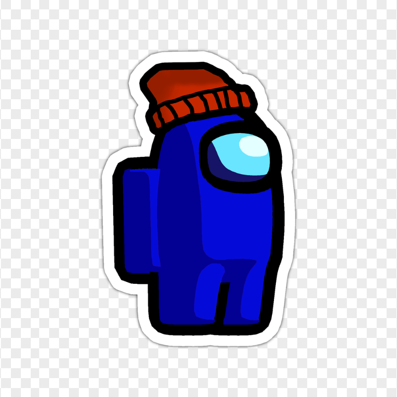HD Blue Among Us Character Beanie Hat Stickers PNG