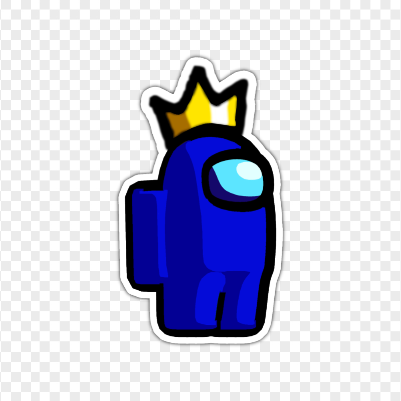 HD Blue Among Us Character Crown Hat Stickers PNG