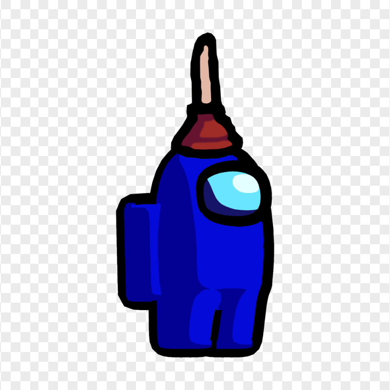 HD Blue Among Us Character Plunger Hat PNG